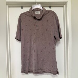 Linksoul Drytek Oxford pineapple print polo - burgundy - size L